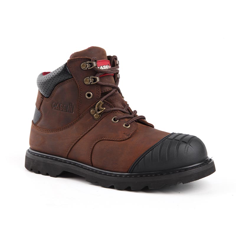 Botas de trabajo de construcción con punta de acero de piel de vaca de plena flor