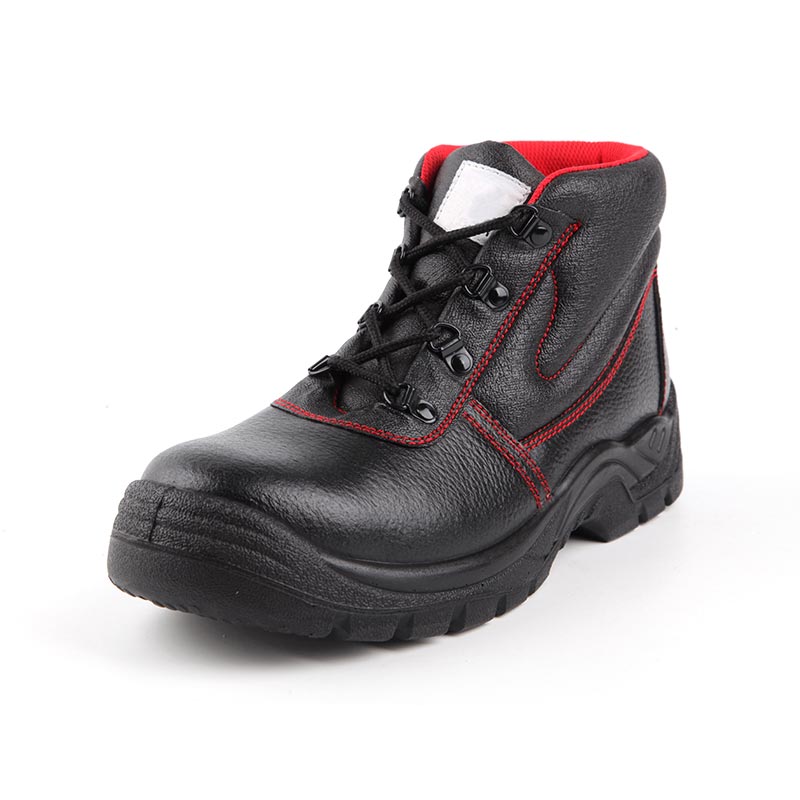 Botas de trabajo de construcción de cuero de vaca liso de corte bajo con punta de acero