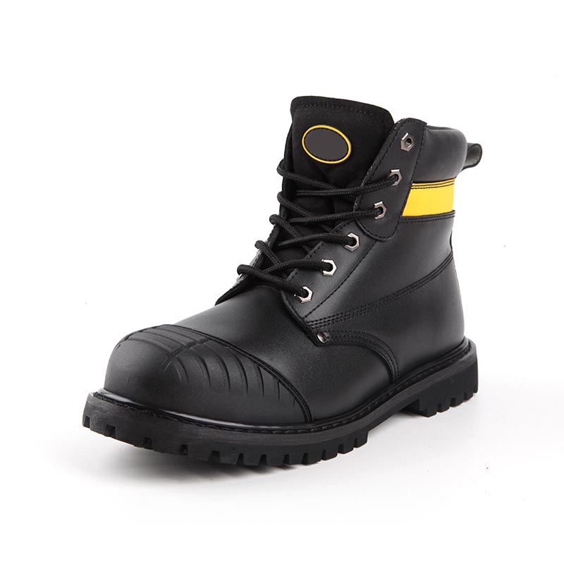 Zapatos de seguridad para construcción de cuero liso de corte medio y plena flor